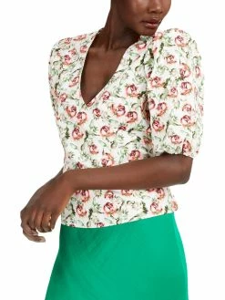 Buy 👏 INC 👩 Womens Floral Print Puff Sleeves Wrap Top 🥰