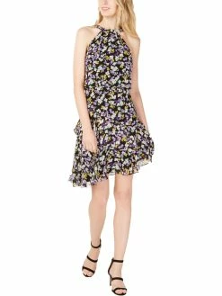Outlet 🔔 INC 👩 Womens Floral Ruffled Halter 👗 Dress 😉