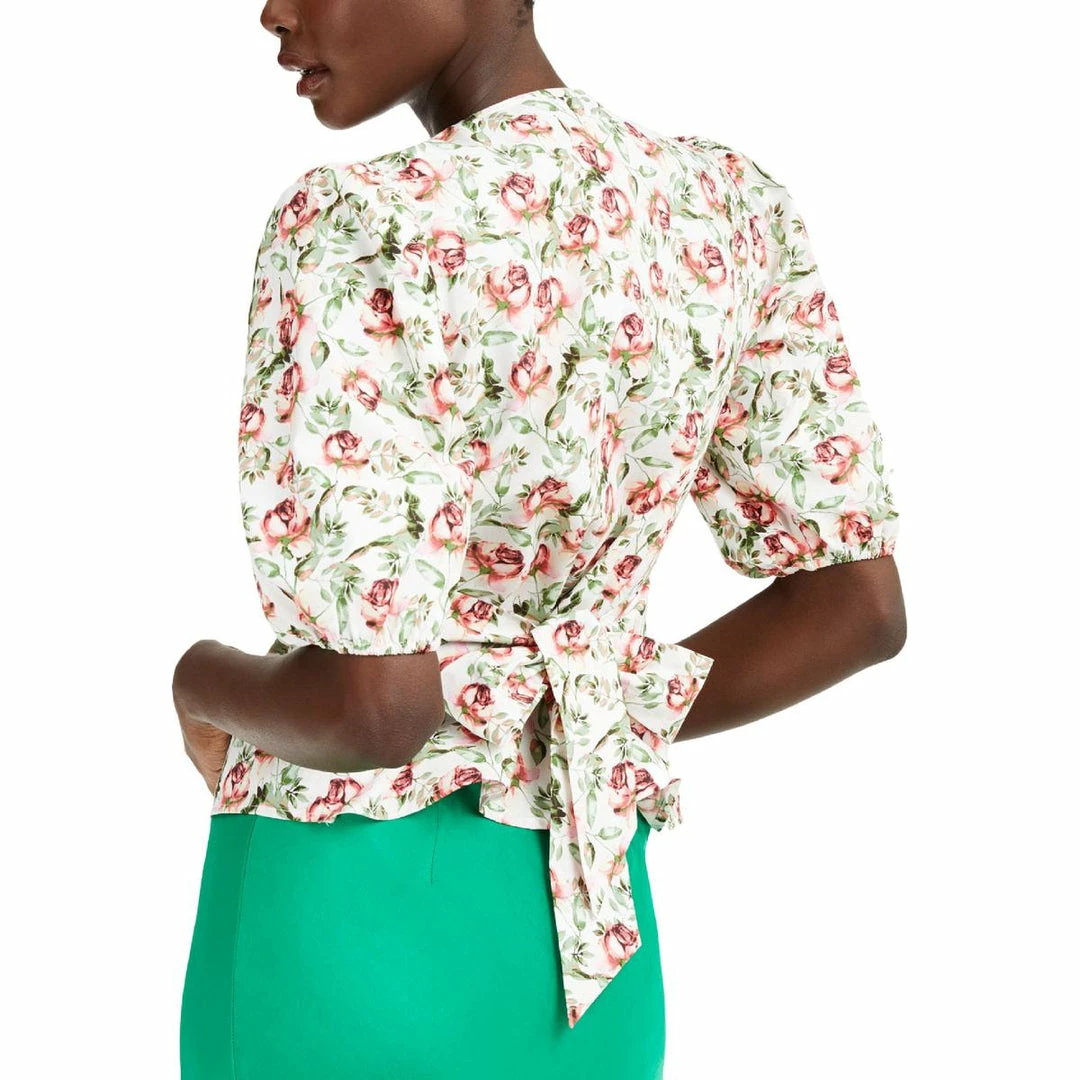 Buy 👏 INC 👩 Womens Floral Print Puff Sleeves Wrap Top 🥰 2 Buy 👏 INC 👩 Womens Floral Print Puff Sleeves Wrap Top 🥰 - Image 2