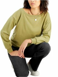 Promo 🔥 INC 👩 Womens Ribbed Off-the-Shoulder Sweatshirt ✔️