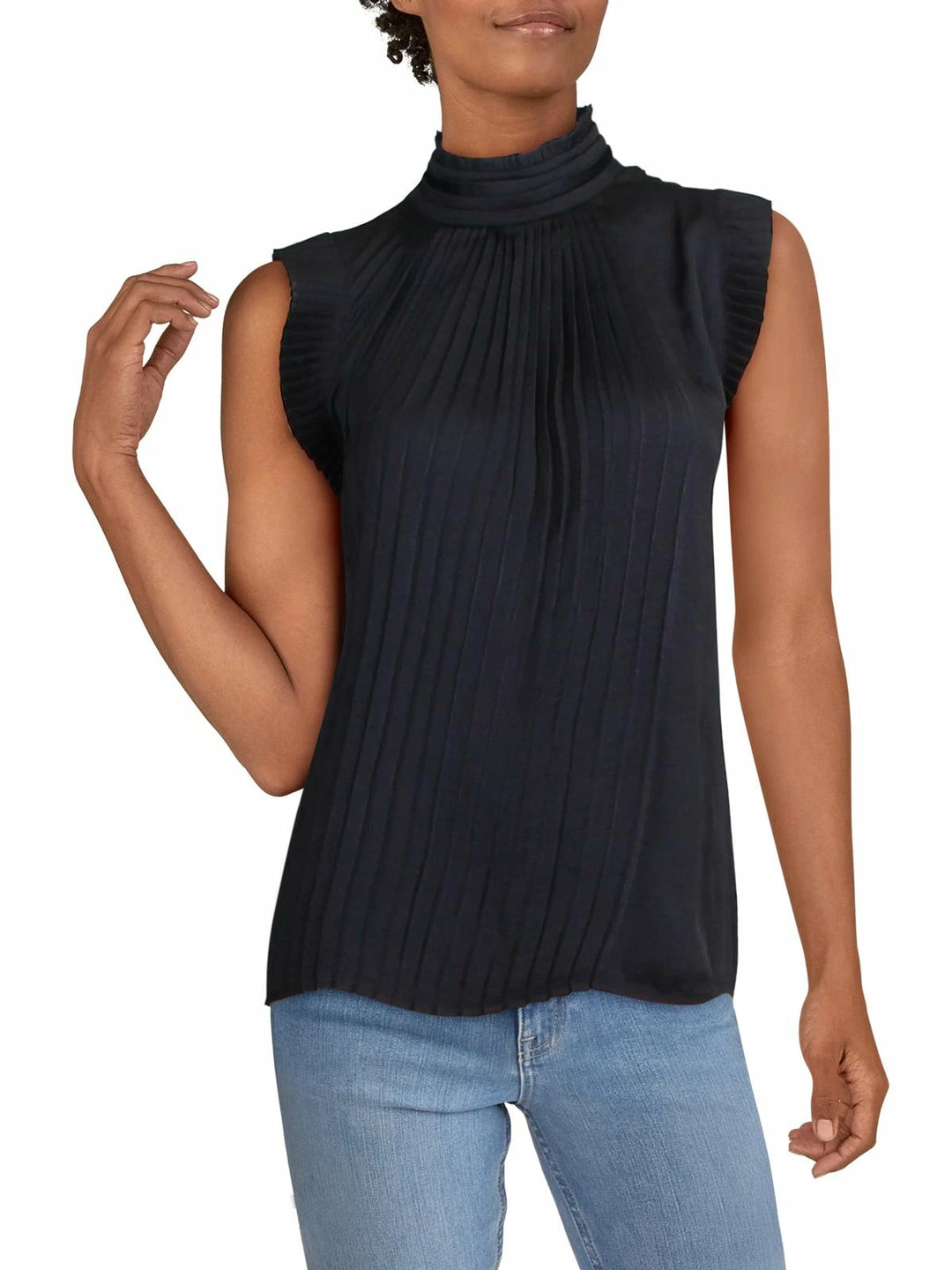 Best Sale 👏 INC 👩 Womens Pleated Mock Neck Tank Top ⭐ 2 Best Sale 👏 INC 👩 Womens Pleated Mock Neck Tank Top ⭐ - Image 2