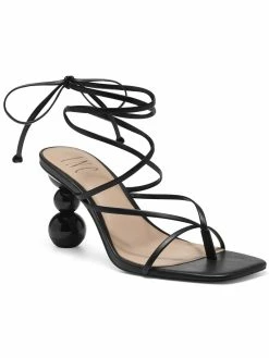 New ✔️ INC Lillias 👩 Womens Faux Leather Ankle Tie Thong 🩴 Sandals ✨