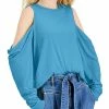 Deals 😉 INC 👩 Womens Organic Cotton Crewneck Cold Shoulder ❤️