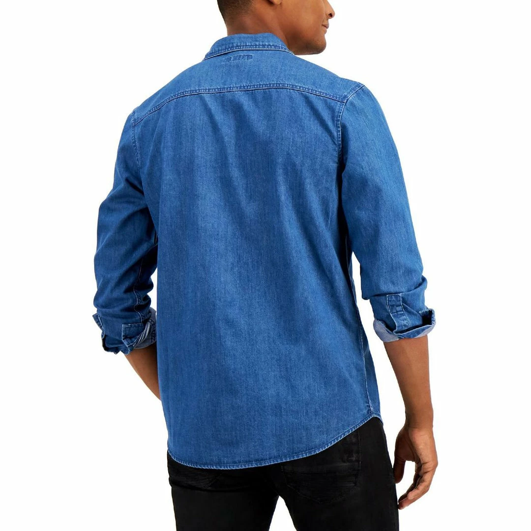 Flash Sale 🎉 INC Mens Denim Solid Button-Down 👚 Shirt ✔️ 2 Flash Sale 🎉 INC Mens Denim Solid Button-Down 👚 Shirt ✔️ - Image 2