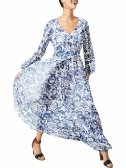 Discount ✨ INC 👩 Womens Floral Print Maxi Wrap 👗 Dress 🌟