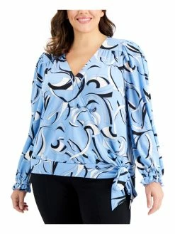 Discount ๐ INC ๐ฉ Womens Puff Shoulder Faux Wrap Pullover Top ๐