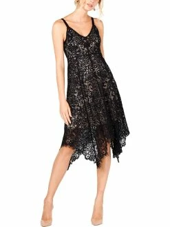 Buy 🥰 INC 👩 Womens Lace Handkerchief Hem Midi 👗 Dress 🎉