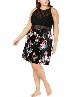 Hot Sale 🛒 INC Plus 👩 Womens Velvet Lace Chemise 🔥