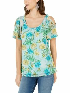 Discount 🌟 INC 👩 Womens Printed Embellished Blouse ⌛