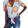 Best reviews of 🌟 INC 👩 Womens Cotton Floral Print Button-Down Top 🔥