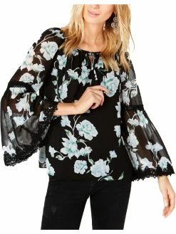Best Sale 🎁 INC 👩 Womens Floral Lace Trim Blouse 🎁
