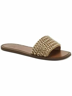 Promo 😀 INC Pelle 2 F 👩 Womens Chain Slip On Slide 🩴 Sandals 🔔