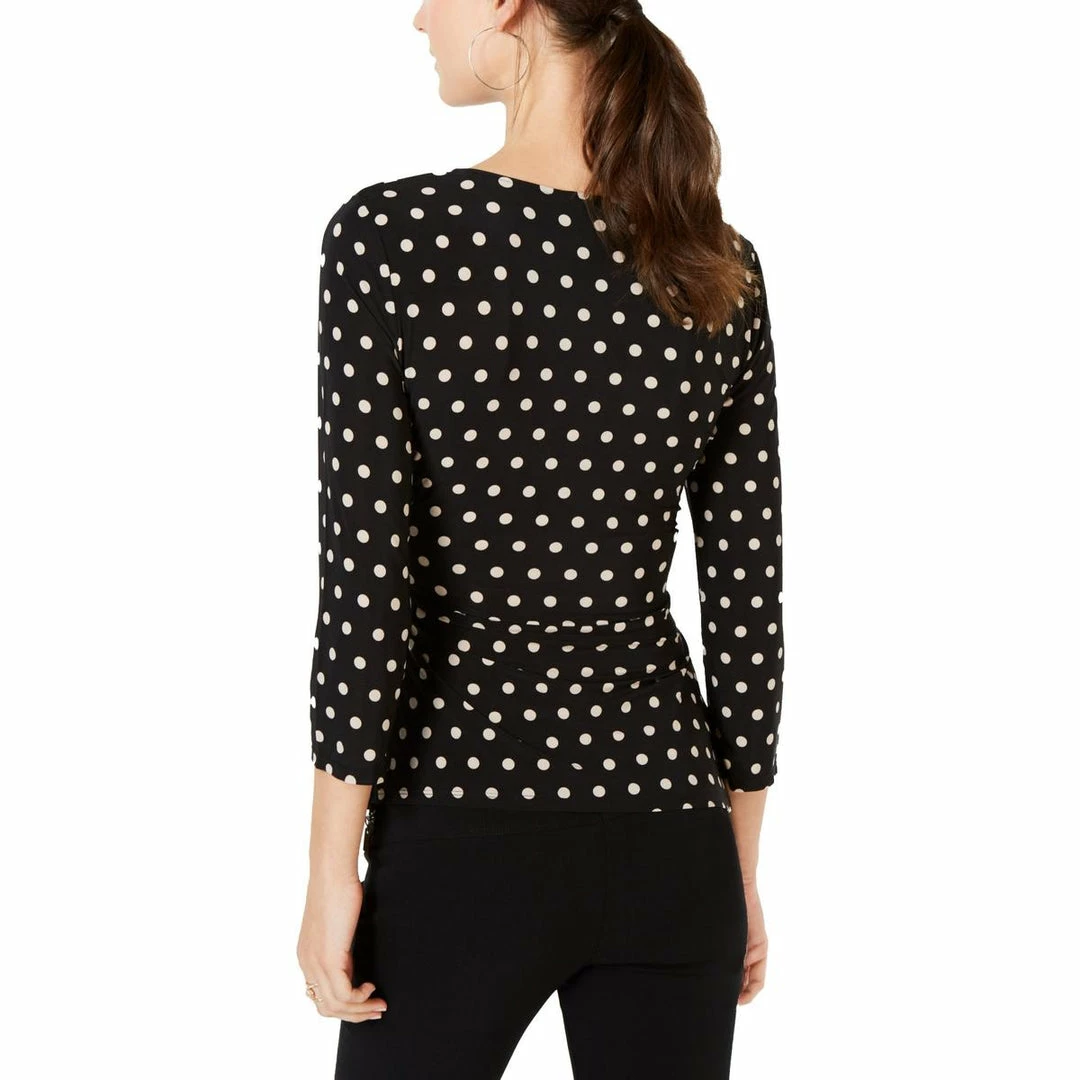 Hot Sale ⌛ INC 👩 Womens Polka Dot Surplice Wrap Top 🤩 2 Hot Sale ⌛ INC 👩 Womens Polka Dot Surplice Wrap Top 🤩 - Image 2