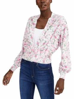 Cheap 🤩 INC 👩 Womens Floral Print Ribbed Knit Cardigan Sweater 🎁