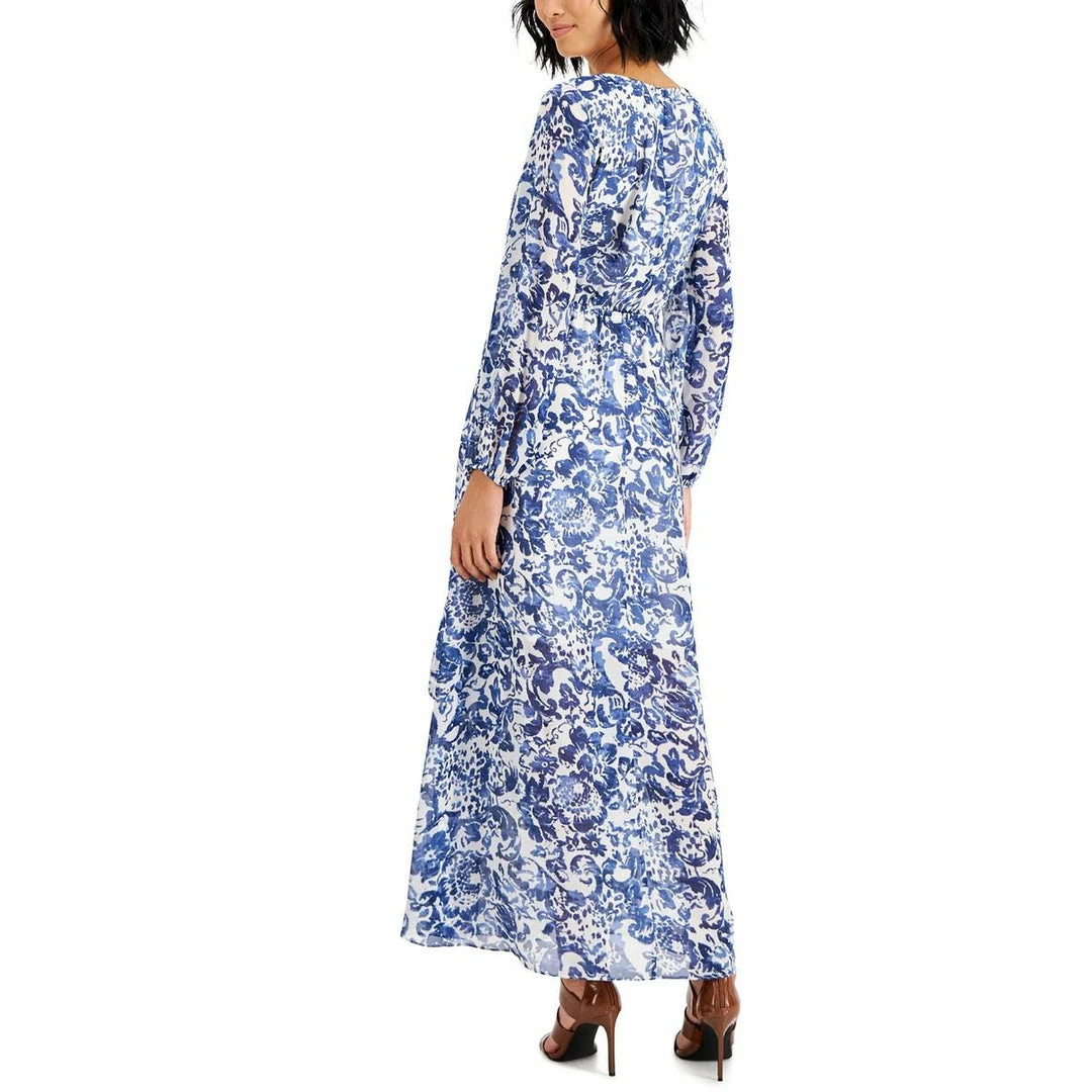 Discount ✨ INC 👩 Womens Floral Print Maxi Wrap 👗 Dress 🌟 2 Discount ✨ INC 👩 Womens Floral Print Maxi Wrap 👗 Dress 🌟 - Image 2
