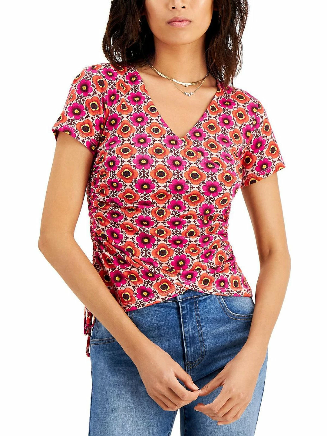 Discount 🎉 INC 👩 Womens Cotton Floral Wrap Top 🎁 1 Discount 🎉 INC 👩 Womens Cotton Floral Wrap Top 🎁